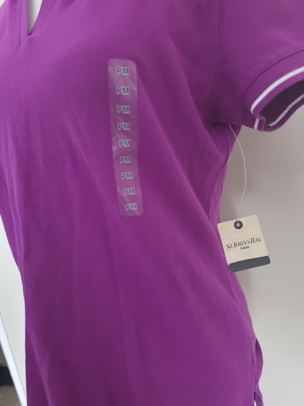 St. John's Bay Women's Purple Solid Knit Collared Short Sleeve Polo Petite M - Picture 2 of 5